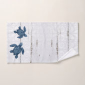 ビーチホームウォーターカラーウッドンシーホースタートルコーラル バスタオルセット (ハンドタオル)