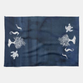 ビーチホームバスネイビーホワイトシーホースタートルコーラル キッチンタオル (横)