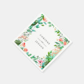 ビーチボタニカルフレームパーソナライズされた紙ナプキンス スタンダードカクテルナプキン (角)