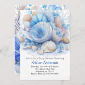 ビーチボホシーシェルアドベンチャーボーイベビーシャワー 招待状 (正面/裏面)