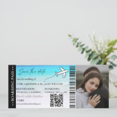 ビーチボーディングパス ウェディング セーブ・ザ・デート チケット 招待状 (スタンド正面)