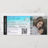 ビーチボーディングパス ウェディング セーブ・ザ・デート チケット 招待状 (正面)