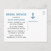 ビーチボートいかりブルー航海のブライダルシャワー インビテーションポストカード (裏面)