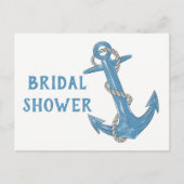 ビーチボートいかりブルー航海のブライダルシャワー インビテーションポストカード (正面)