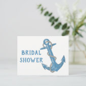 ビーチボートいかりブルー航海のブライダルシャワー インビテーションポストカード (スタンド正面)