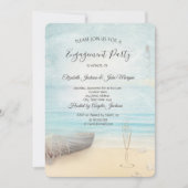 ビーチボートライトハウスワイングラス婚約 招待状 (正面)
