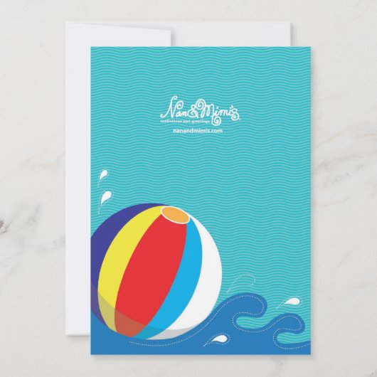 ビーチボールの水泳の誕生日のプールのパーティの招待状 招待状 (裏面)