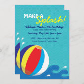 ビーチボールの水泳の誕生日のプールのパーティの招待状 招待状 (正面/裏面)