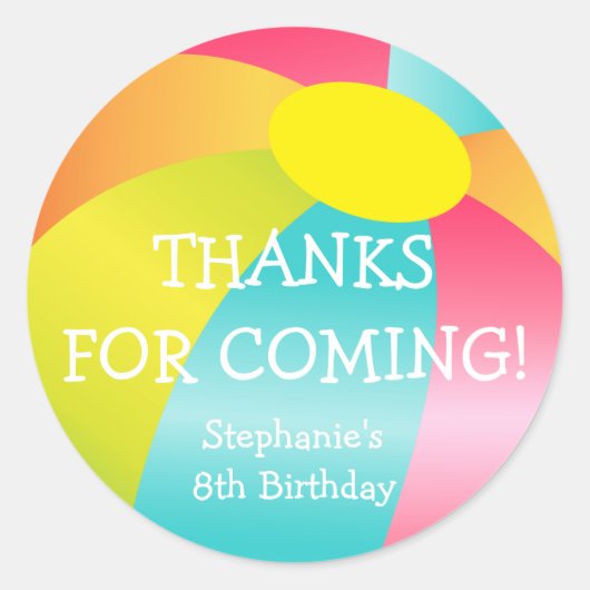 ビーチボールサマータイムおもしろいシール ラウンドシール (正面)