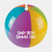 ビーチボールバケーションパーソナライズされた メタルオーナメント (正面)