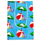 ビーチボールプールおもちゃサマーパターン ミディアムペーパーバッグ (裏面)