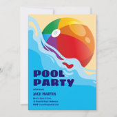 ビーチボールプールをテーマにした誕生日招待状 招待状 (正面)
