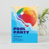 ビーチボールプールをテーマにした誕生日招待状 招待状 (スタンド正面)