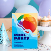 ビーチボールプールをテーマにした誕生日招待状 招待状