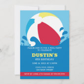 ビーチボールプールキッドの誕生日パーティーへの招待 招待状 (正面)