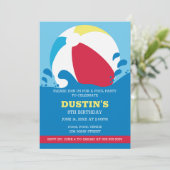 ビーチボールプールキッドの誕生日パーティーへの招待 招待状 (スタンド正面)