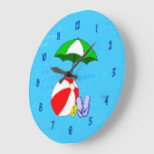 ビーチボールプールトイズウォールクロックブルー番号 ラージ壁時計 (傾斜)