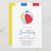 ビーチボールプールパーティーの招待状 招待状 (正面/裏面)