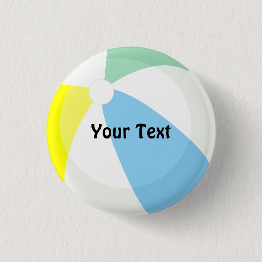 ビーチボールプールパーティー名前をカスタムするまたはゲームチャンプ 缶バッジ (正面)