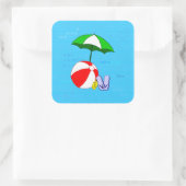 ビーチボールプール傘ブルーウェーブステッカー スクエアシール (バッグ)