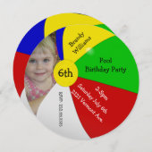 ビーチボール写真誕生日パーティー招待状 招待状 (正面/裏面)