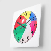 "ビーチボール"のデザインの柱時計 スクエア壁時計 (傾斜)