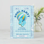 ビーチボール&ビーチサンダルプールバースデーパーティー 招待状 (スタンド正面)