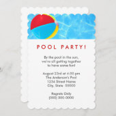 ビーチボール プールパーティー 招待状 (正面/裏面)
