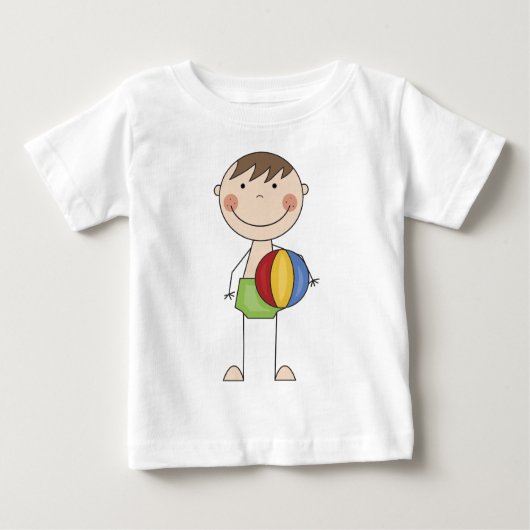 ビーチボールTシャツとギフトを着た男の子 ベビーTシャツ (正面)