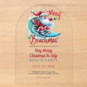ビーチマスクリスマスパーティー招待状 7月のクリスマスパーティー アクリル招待状 (正面)