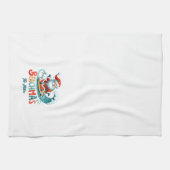 ビーチマスメリーサンタサーフィンレトロデザイン キッチンタオル (横)