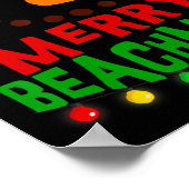 ビーチマスメリートロピカルクリスマスハワイ雪だるまB ポスター (角)