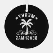 ビーチマスメリーパームツリービーチクリスマス ガラスオーナメント (裏面)
