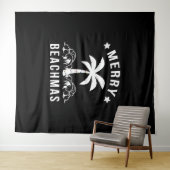 ビーチマスメリーパームツリービーチクリスマス タペストリー (インサイチュ(横))