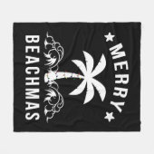 ビーチマスメリーパームツリービーチクリスマス フリースブランケット (正面(横))