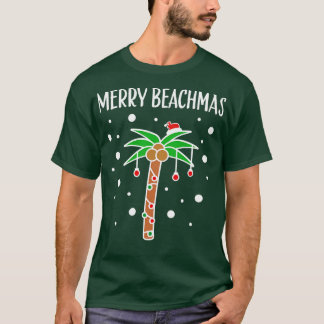 ビーチマスメリーパームツリービーチシーホリデークリスチム Tシャツ