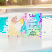 ビーチマーメイドテール海写真子供の誕生日 招待状