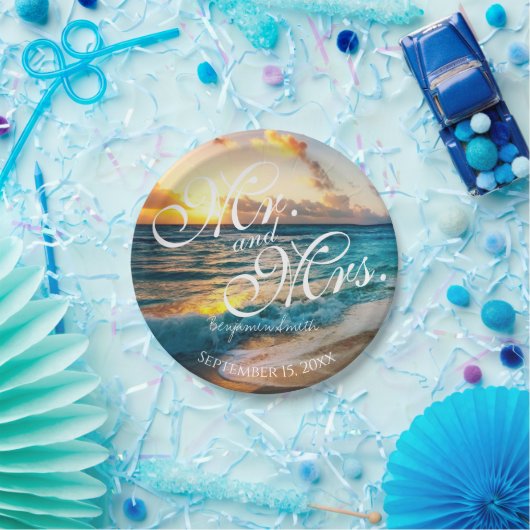ビーチミセス・ウェディングパーソナライズされた・レセプション ペーパープレート (パーティー)