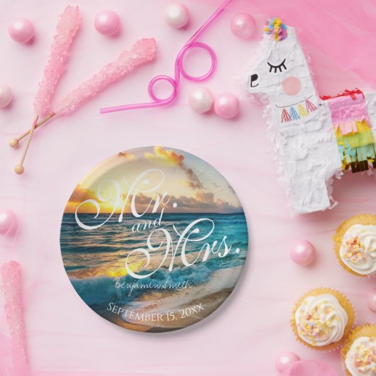 ビーチミセス・ウェディングパーソナライズされた・レセプション ペーパープレート (パーティー)
