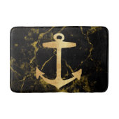 ビーチミニマルシック金ゴールドいかりブラック大理石 バスマット (正面)