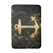 ビーチミニマルシック金ゴールドいかりブラック大理石 バスマット (正面縦)