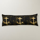 ビーチミニマルシック金ゴールドいかりブラック大理石 ボディピロー (裏面)