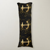 ビーチミニマルシック金ゴールドいかりブラック大理石 ボディピロー (正面縦)