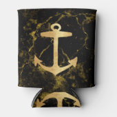 ビーチミニマルシック金ゴールドいかりブラック大理石 缶クーラー (正面)