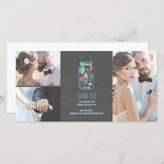 ビーチメイソンジャール結婚コーストありがとう サンキューカード (正面/裏面)