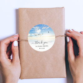 ビーチメモリアル海辺海サンキュー ラウンドシール