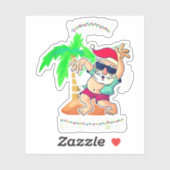 ビーチメリークリスマスイン7月サンタおもしろいクリスマスポー シール (シート)