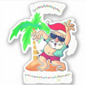 ビーチメリークリスマスイン7月サンタおもしろいクリスマスポー シール (正面)