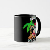 ビーチメリークリスマスイン7月サンタおもしろいクリスマスポー マグカップ (正面右)