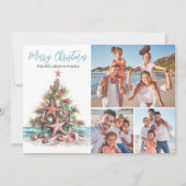 ビーチメリークリスマス家族の写真 シーズンカード (正面)